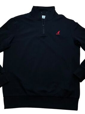 Kangol Sweater Men’s  black 1/4 zip with red logo size m